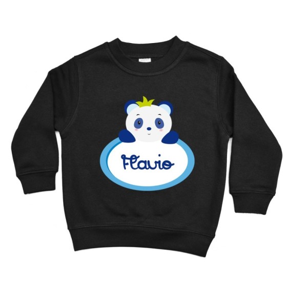 Felpa bambino personalizzata con nome panda Divertenti