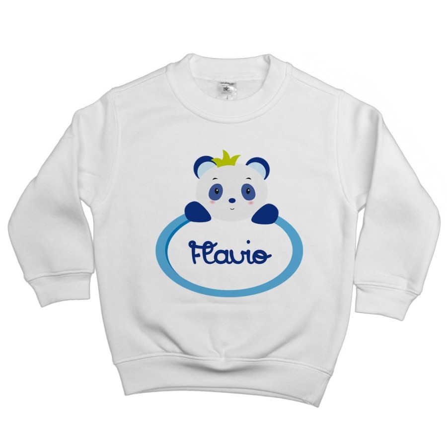 Felpa bambino personalizzata con nome panda Divertenti