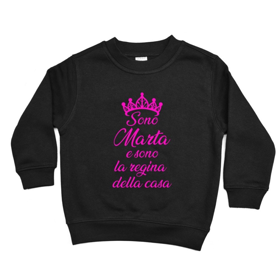 Felpa bambino personalizzata con nome sono il re la regina della casa Divertenti