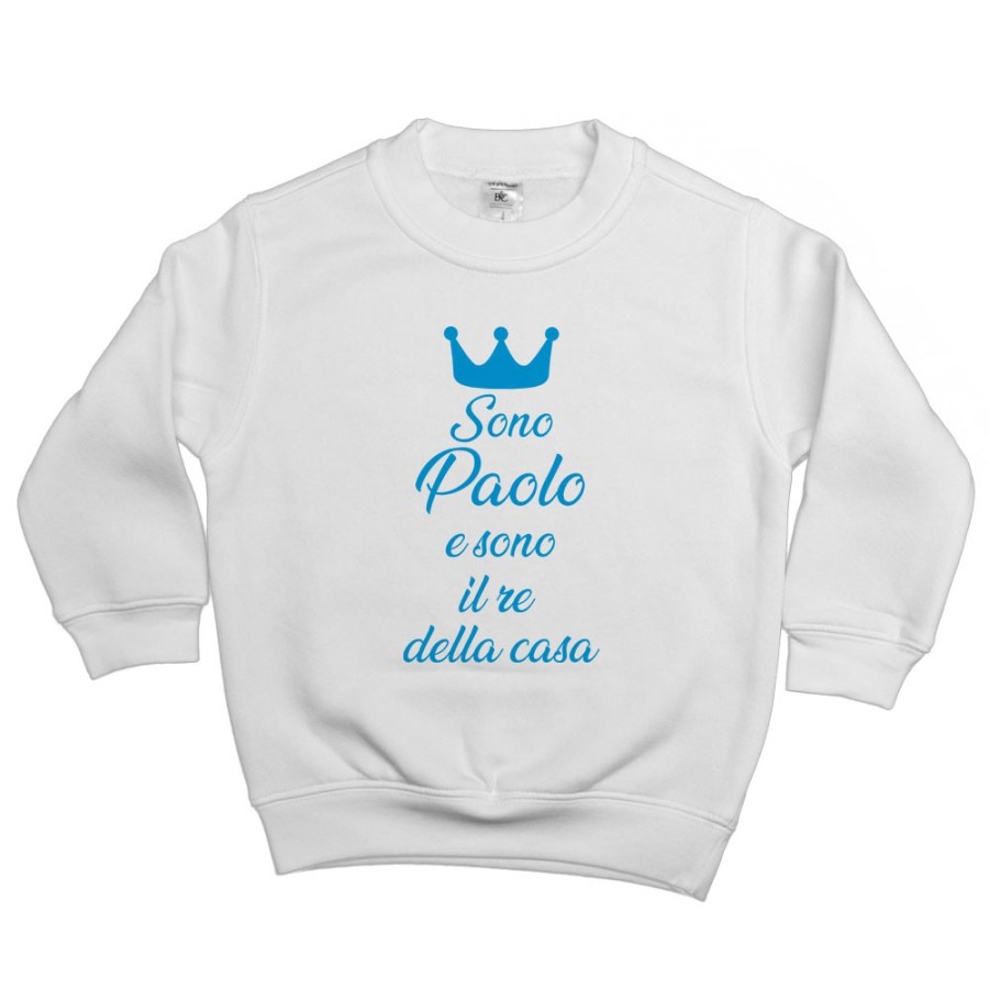 Felpa bambino personalizzata con nome sono il re la regina della casa Divertenti