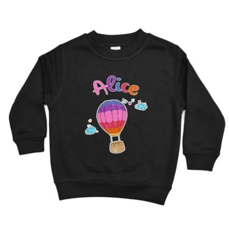 Felpa bambina personalizzata con nome mongolfiera colorata