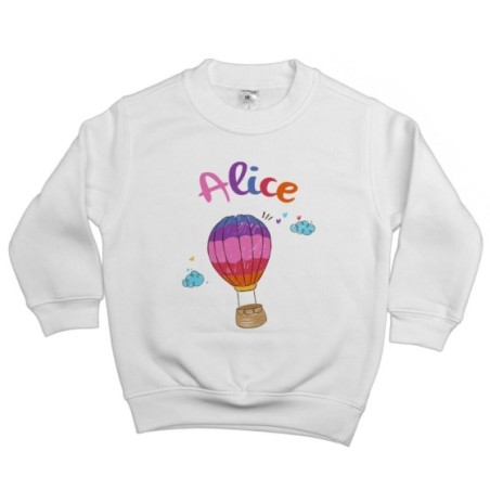 Felpa bambina personalizzata con nome mongolfiera colorata Divertenti