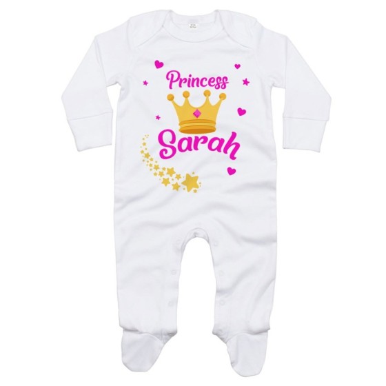 Tutina neonato personalizzata con nome prince princess con corona Divertenti