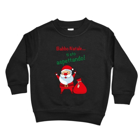 Felpa bambino babbo personalizzabile con nome natale ti sto aspettando Natale