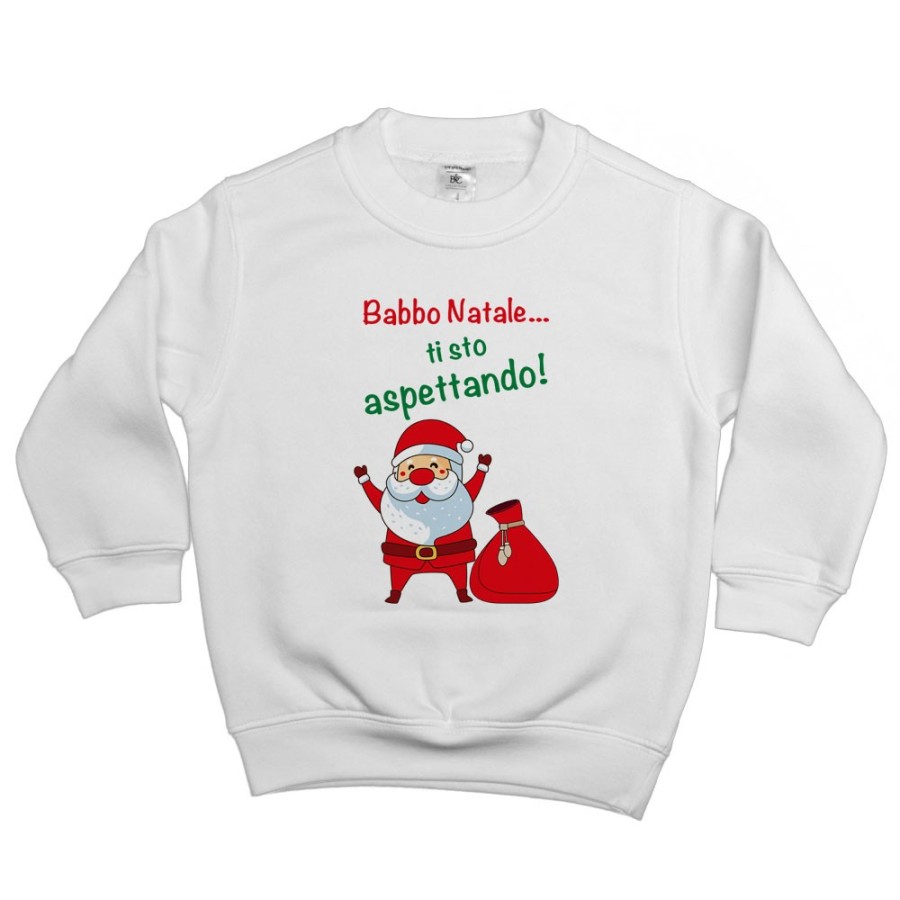 Felpa bambino babbo personalizzabile con nome natale ti sto aspettando Natale