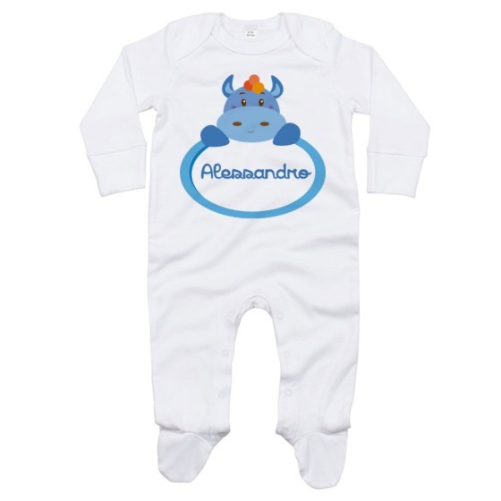 Tutina neonato personalizzata con nome ippopotamo Divertenti