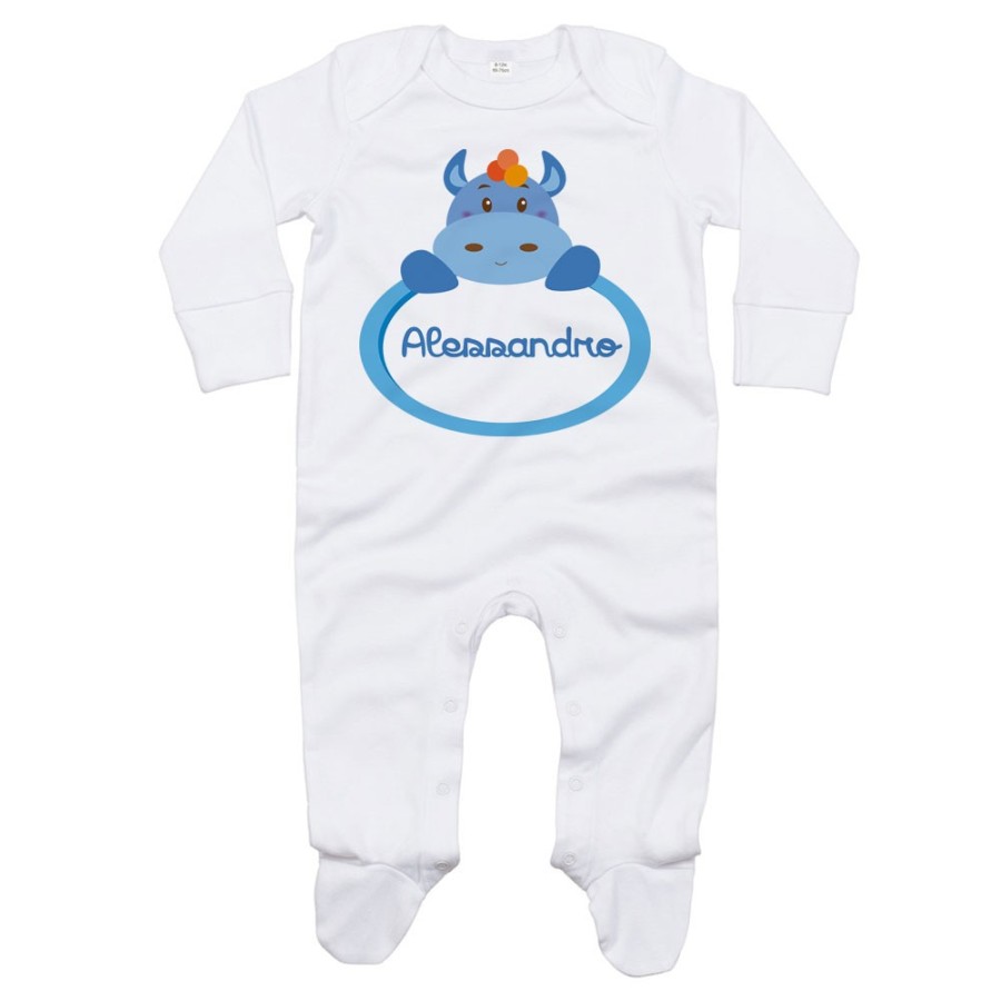 Tutina neonato personalizzata con nome ippopotamo Divertenti