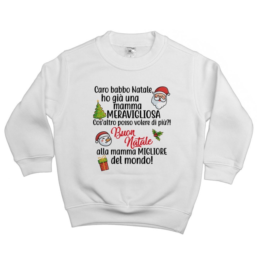 Felpa bambino personalizzabile con nome caro babbo natale ho un papà meraviglioso Natale