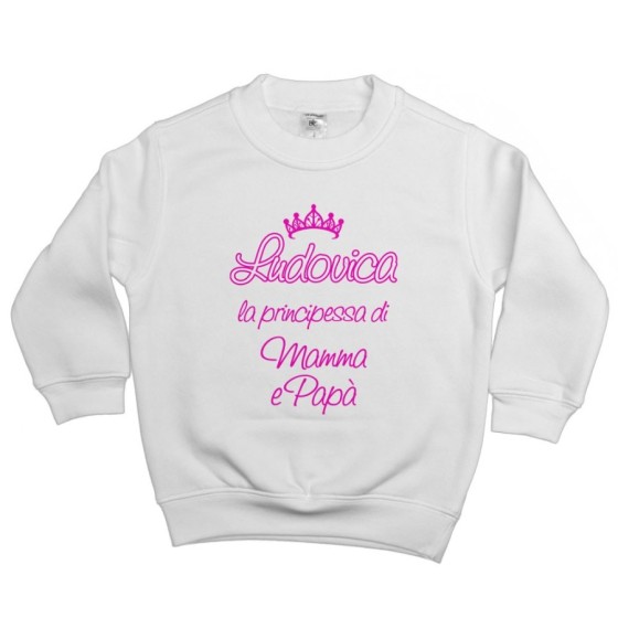 Felpa bambino personalizzato con nome sono la principessa il principe di mamma e papà con corona Per la famiglia