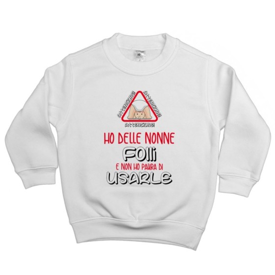 Felpa bambino personalizzabile attenzione ho un nonno dei nonni folle folli non ho paura di usarlo usarli Per i nonni