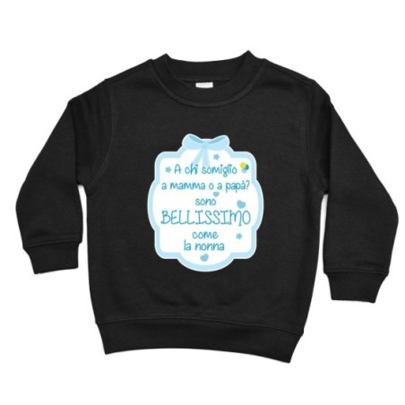 Felpa bambino personalizzabile con nome a chi somiglio a mamma o papà? sono bellissimo come il nonno Per i nonni