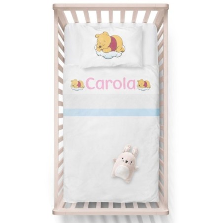 Lenzuola culletta e carrozzina personalizzata con nome sleeping winnie Cartoon