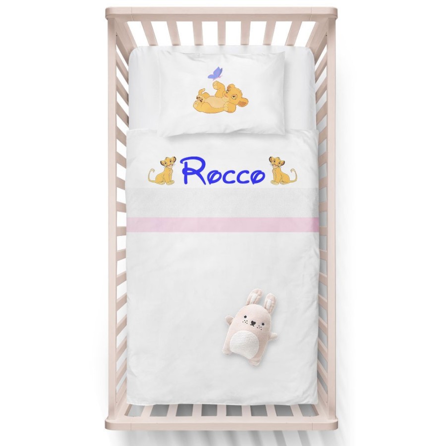 Lenzuola culletta e carrozzina personalizzata con nome simba Cartoon