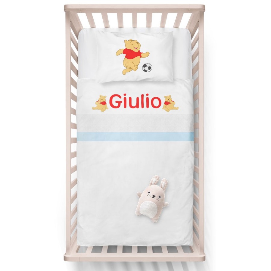 Lenzuola culletta e carrozzina personalizzata con nome winnie con il pallone Cartoon