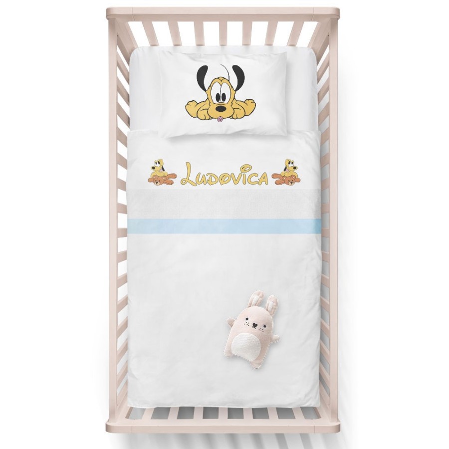 Lenzuola culletta e carrozzina personalizzata con nome baby pluto Cartoon