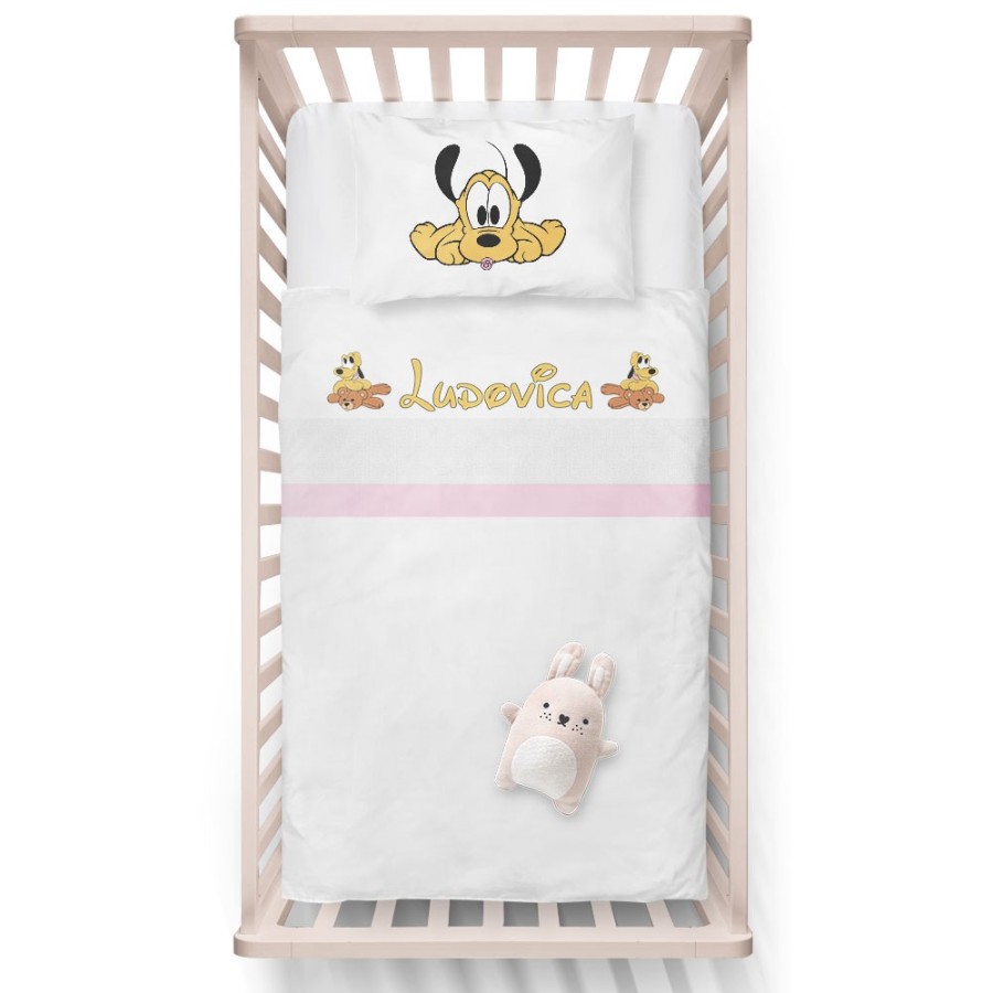 Lenzuola culletta e carrozzina personalizzata con nome baby pluto Cartoon