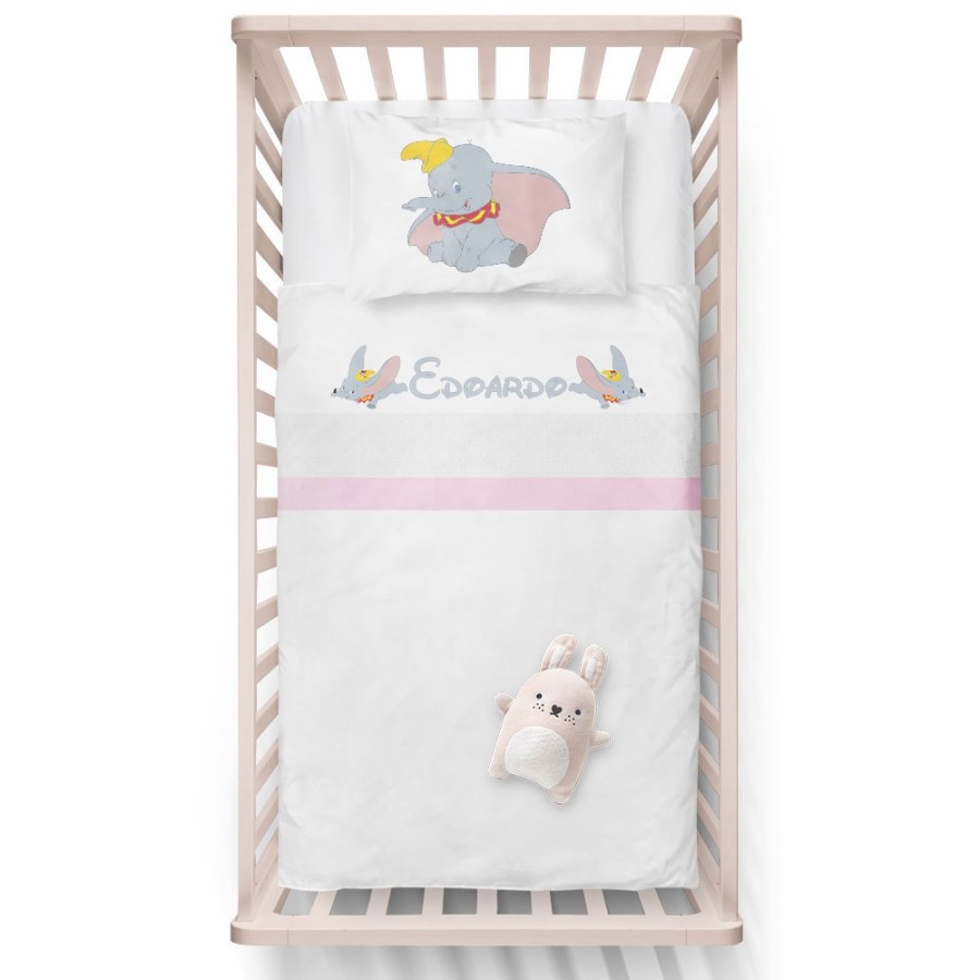 Lenzuola culletta e carrozzina personalizzata con nome dumbo Cartoon