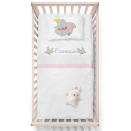 Lenzuola culletta e carrozzina personalizzata con nome dumbo Cartoon