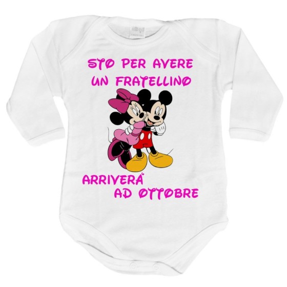 Body neonata personalizzato con mese sto per avere un fratellino arriverà Cartoon