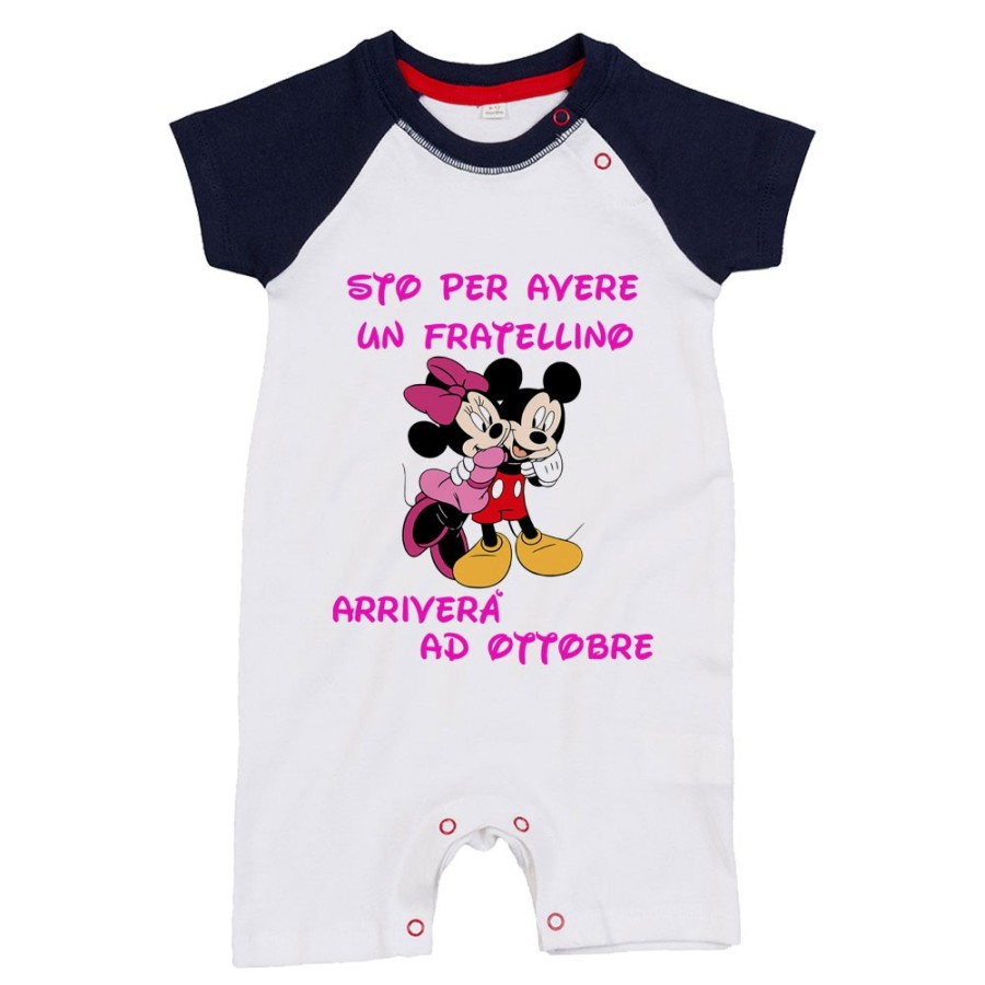 Pagliaccetto neonata personalizzato con mese sto per avere un fratellino arriverà Cartoon