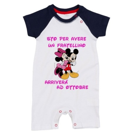 Pagliaccetto neonata personalizzato con mese sto per avere un fratellino arriverà Cartoon