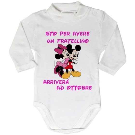 Body lupetto neonata personalizzato con mese sto per avere un fratellino arriverà Cartoon