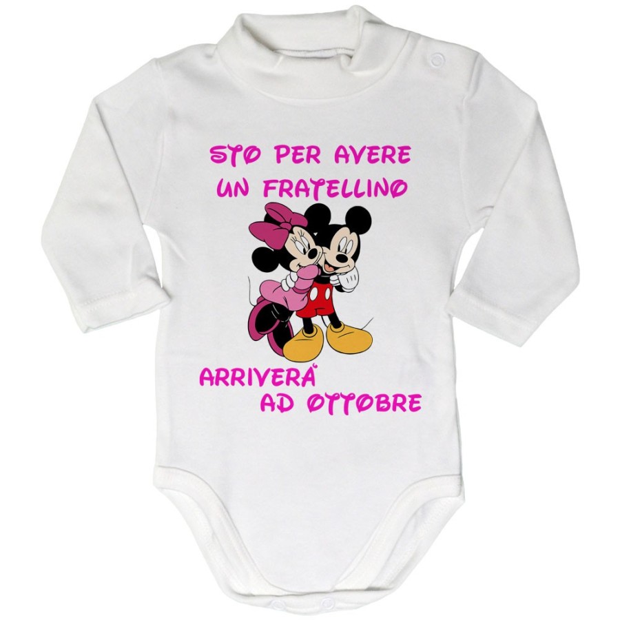 Body lupetto neonata personalizzato con mese sto per avere un fratellino arriverà Cartoon