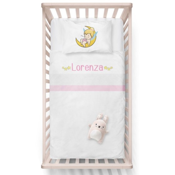 Lenzuola culletta e carrozzina personalizzata con nome baby trilli Divertenti
