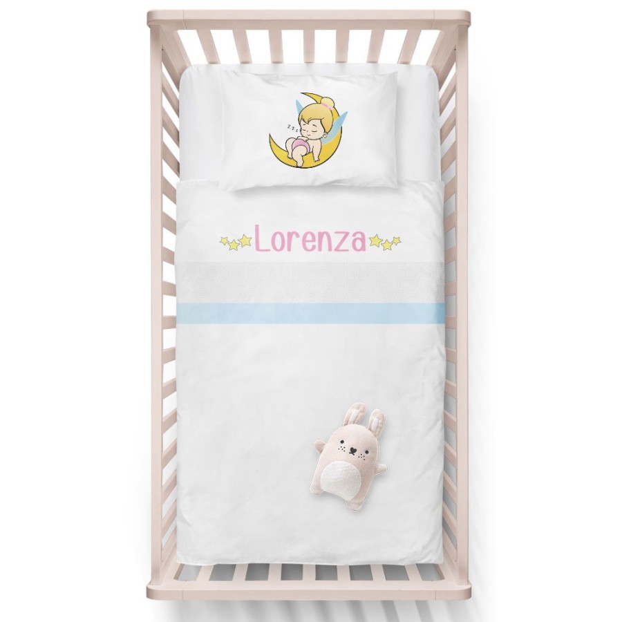 Lenzuola culletta e carrozzina personalizzata con nome baby trilli Divertenti