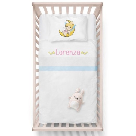 Lenzuola culletta e carrozzina personalizzata con nome baby trilli Divertenti