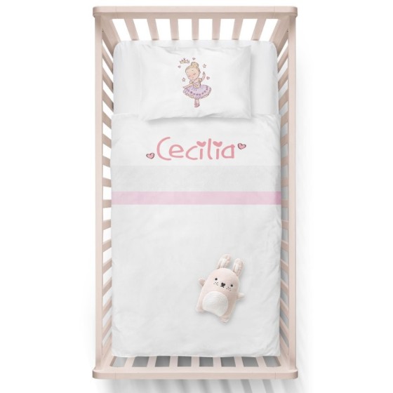 Lenzuola culletta e carrozzina neonata personalizzata con nome baby ballerina Divertenti
