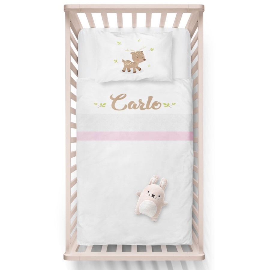 Lenzuola culletta e carrozzina personalizzata con nome baby cerbiatto Divertenti