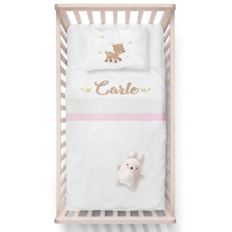 Lenzuola culletta e carrozzina personalizzata con nome baby cerbiatto Divertenti
