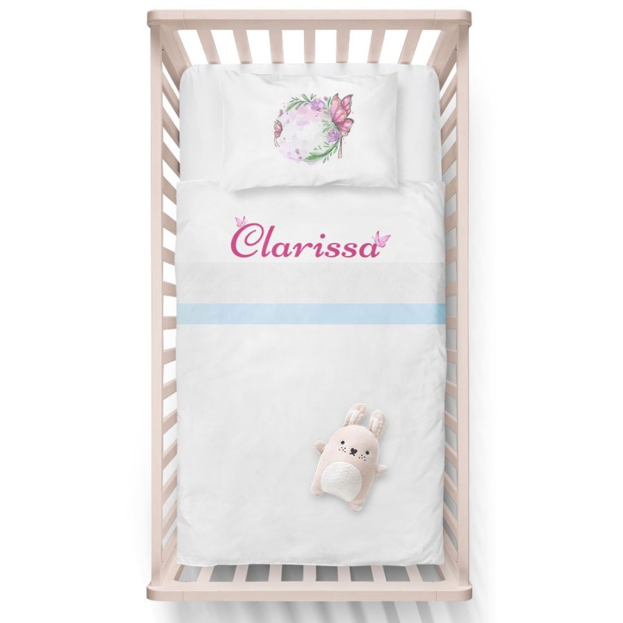Lenzuola culletta e carrozzina neonata personalizzata con nome farfalla watercolor Divertenti