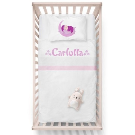 Lenzuola culletta e carrozzina personalizzata con nome...
