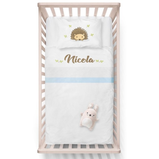 Lenzuola culletta e carrozzina personalizzata con nome baby riccio Divertenti