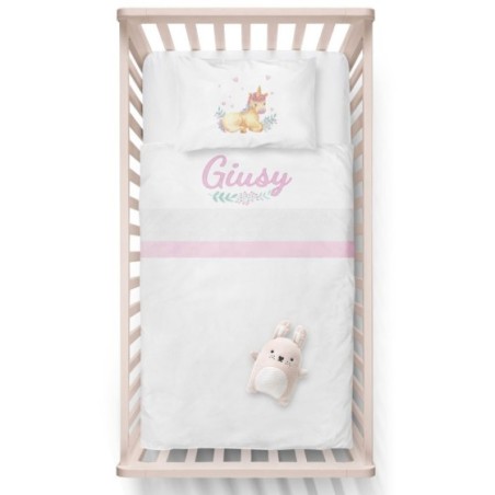 Lenzuola culletta e carrozzina personalizzata con nome baby unicorno watercolor Divertenti