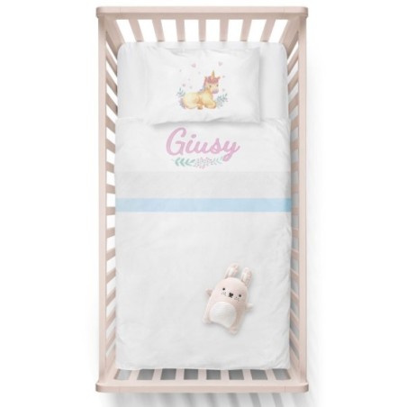 Lenzuola culletta e carrozzina personalizzata con nome baby unicorno watercolor Divertenti