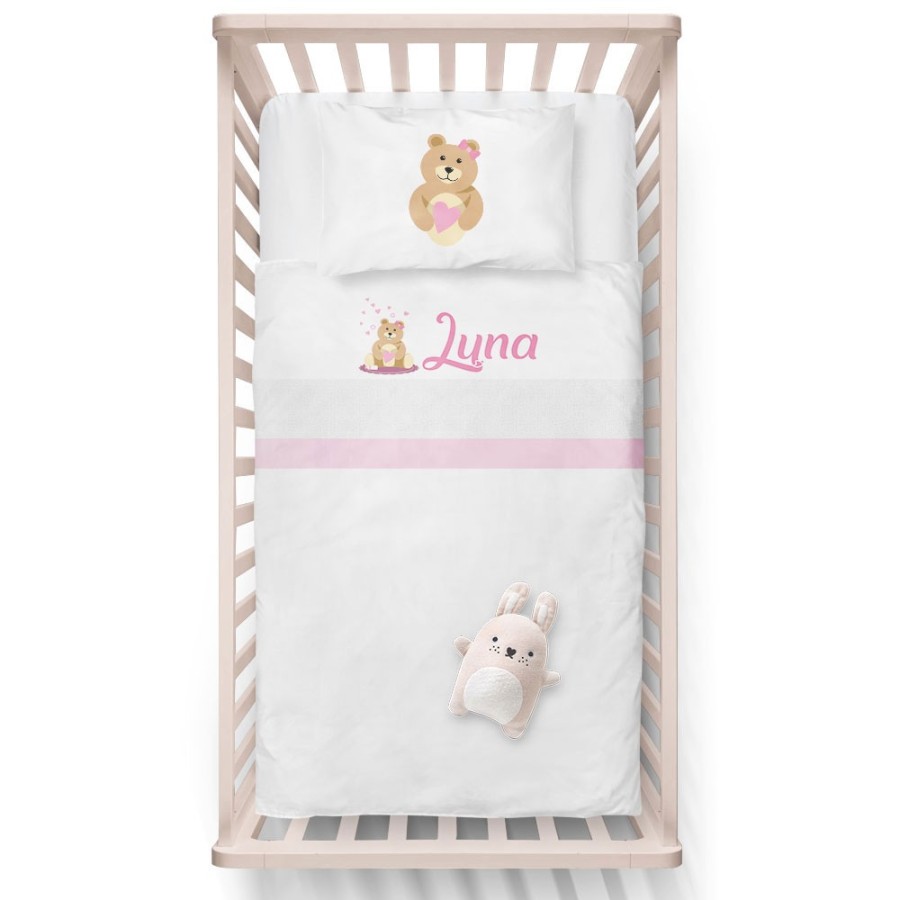 Lenzuola culletta e carrozzina personalizzata con nome lovely bear Divertenti