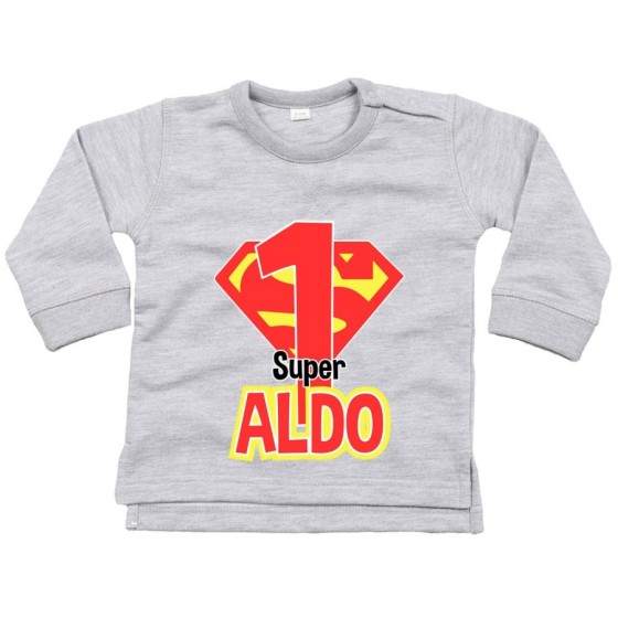 Felpa neonato personalizzata con nome festa a tema superman Compleanno