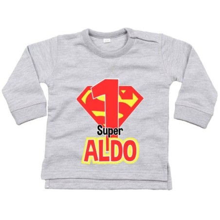 Felpa neonato personalizzata con nome festa a tema superman