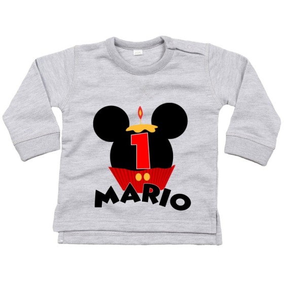 Felpa neonato personalizzata con nome festa a tema topolino cupcake Compleanno