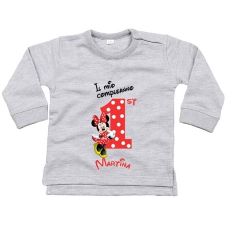 Felpa neonato personalizzata con nome festa a tema minnie...