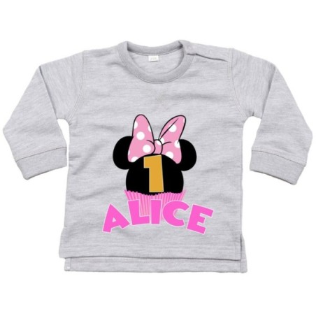 Felpa neonato personalizzata con nome festa a tema minnie...