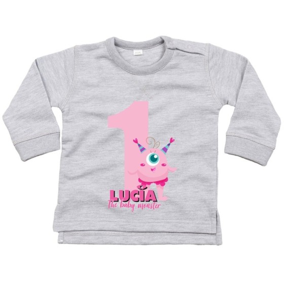 Felpa neonato personalizzata con nome festa a tema monster e co Compleanno