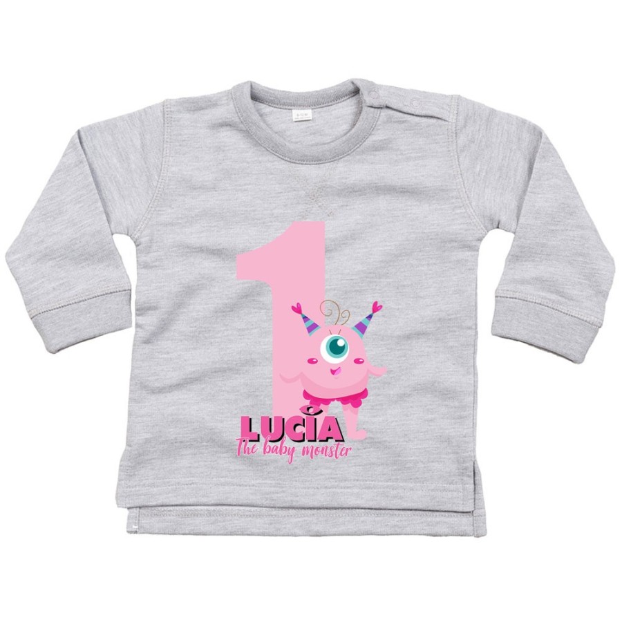 Felpa neonato personalizzata con nome festa a tema monster e co Compleanno
