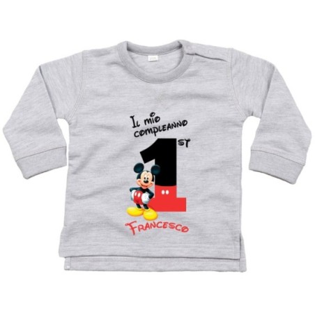 Felpa neonato personalizzata con nome festa a tema topolino