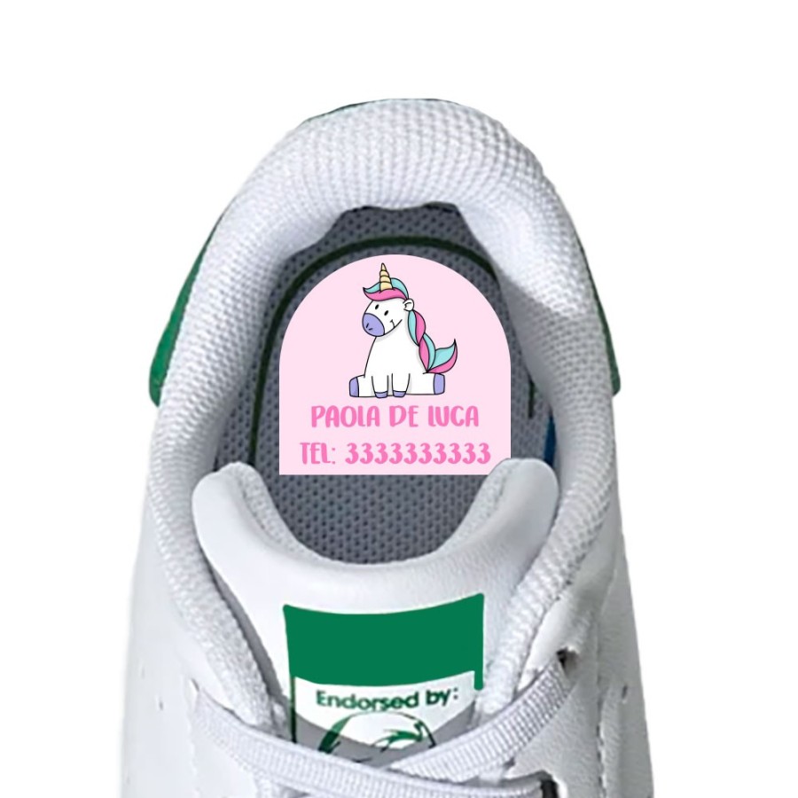 Etichette adesive personalizzate con nome unicorno con arcobaleno e stelle per scarpe Unicorni