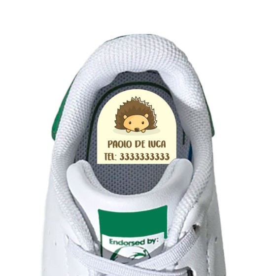 Etichette adesive personalizzate con nome baby riccio per scarpe Divertenti