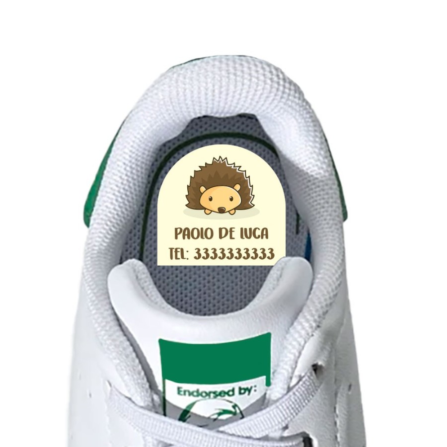 Etichette adesive personalizzate con nome baby riccio per scarpe Divertenti